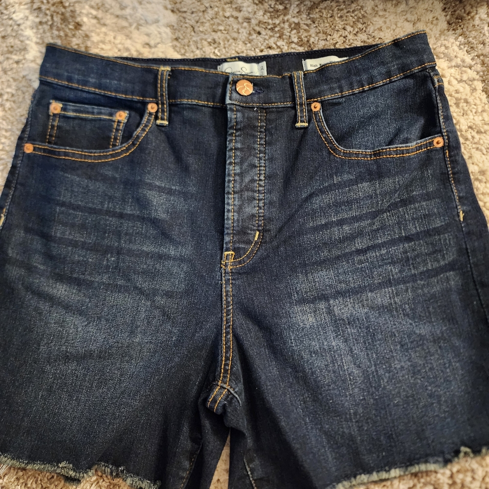 Jessica Simpson Dark Indigo Denim Shorts with Copper Button. 10/30